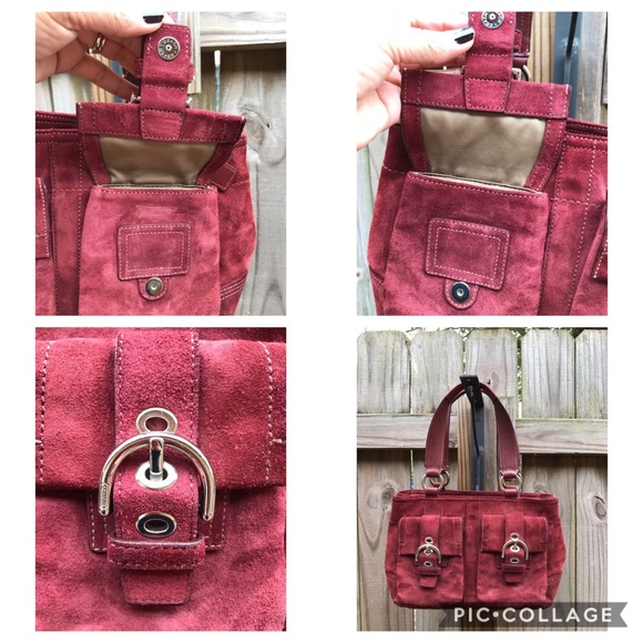 Coach Burgundy Suede Bag - Picture 2 of 4